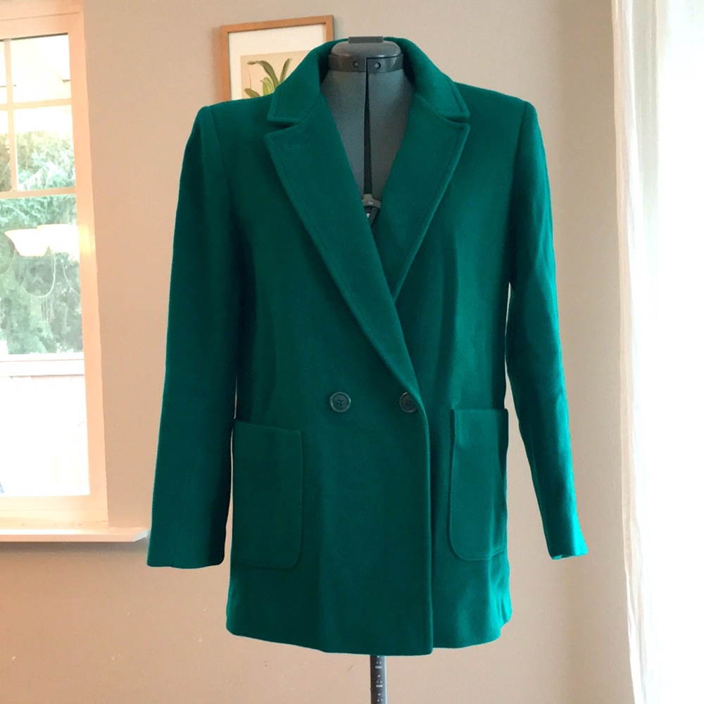 Vintage Green Pea Coat - Small/Medium Petite